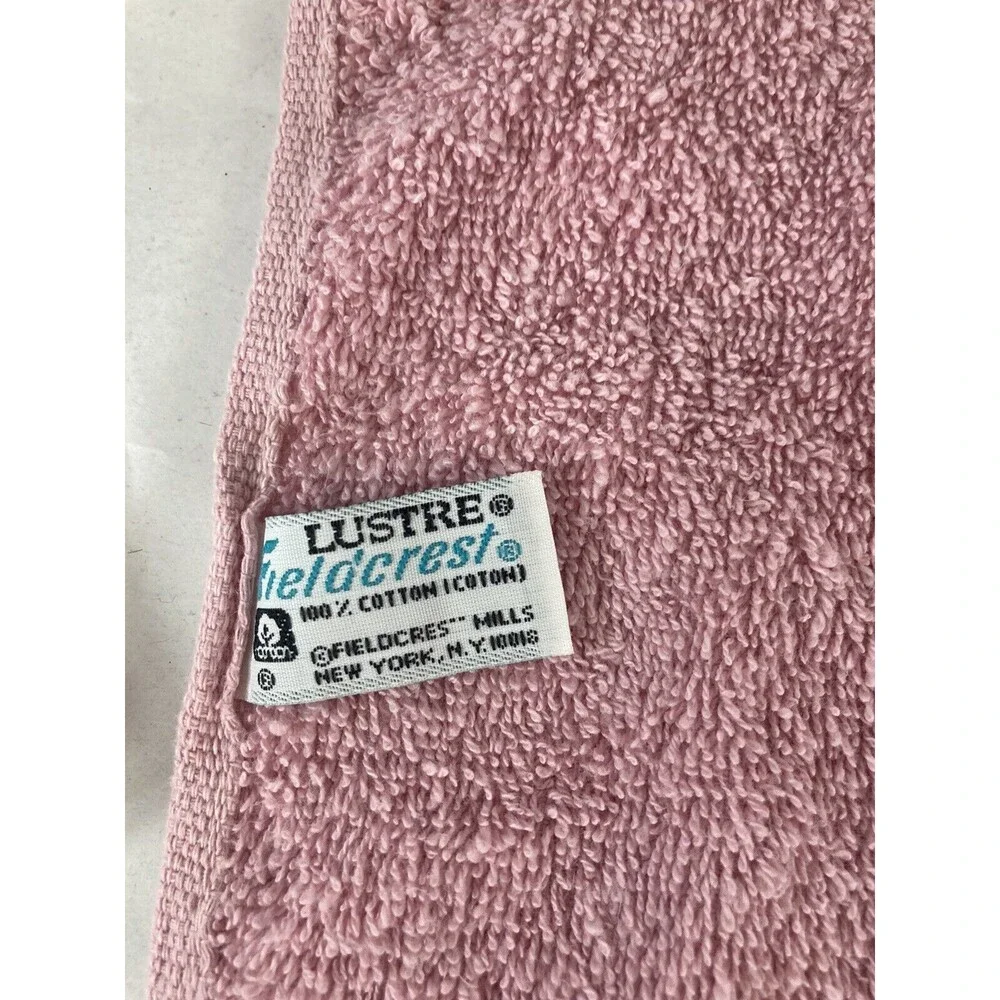Fieldcrest Lustre 2 Hand Towel Dusty Pink Beige Lace 100% Cotton USA Clean Vtg